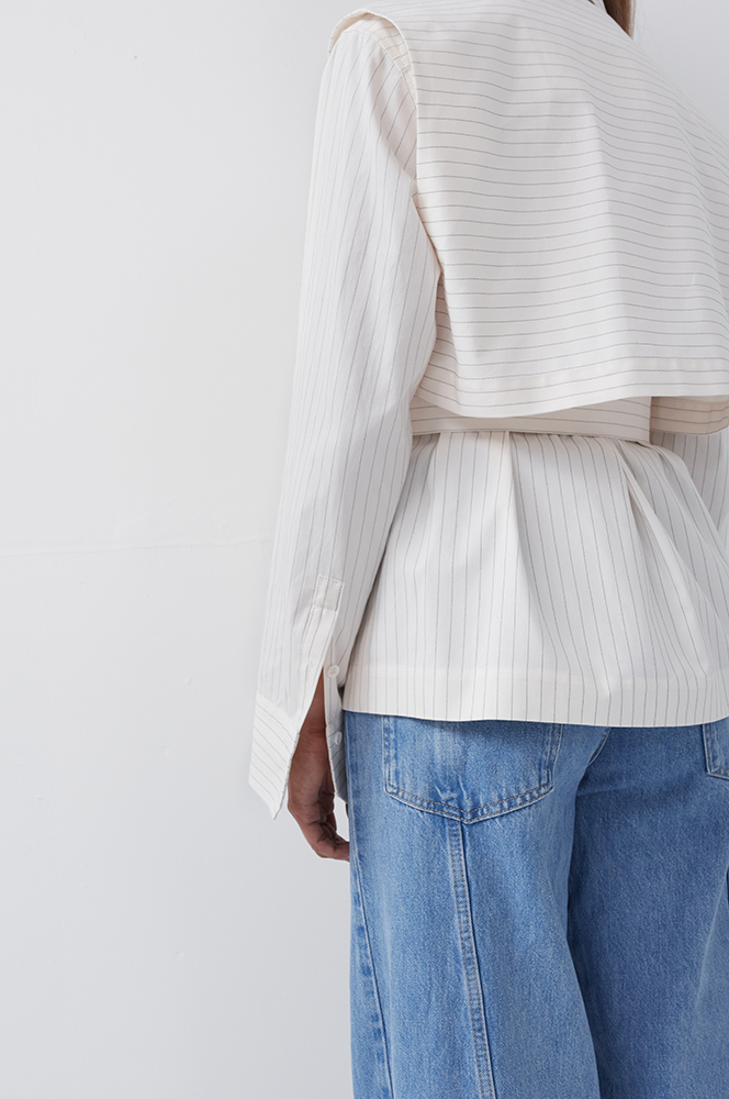 Сорочка з камізелькою смужка кремовий (Р 141)